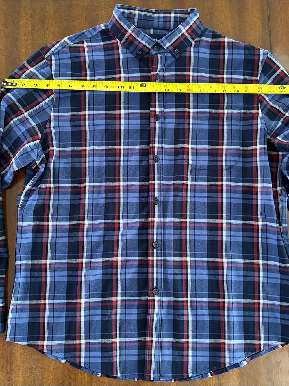 Mizzen+Main Navy and Light Blue Plaid Button-Down Shirt